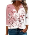 thumbnail image 2 of WXLWZYWL Women's Fashion Printed T-shirt 3/4 Sleeves Blouse V-Neck Casual Tops, 2 of 5