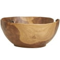 thumbnail image 6 of DecMode 11" Handmade Round Brown Teak Wood Decorative Bowl with Natural Grooves, 6 of 8