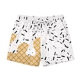 thumbnail image 4 of Huowey Boys Youth Summer Shorts Wide Leg Liner Drawstring Elastic Waist Gradient Ice Cream Print Outdoor Beach Comfortable Knee Length Casual Shorts Lightweight Swim Trunks,White,7 Years, 4 of 4