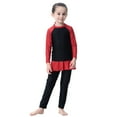 thumbnail image 5 of IBTOM CASTLE Kids Girls Muslim Swimsuit 3-Piece Top Pants Cap Full Cover Hijab Burkini Bathing Suit Islamic Arabic Modest Swimwear Sunsuit Beachwear 2-3 Years Black + Red, 5 of 8