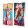 thumbnail image 3 of Designart "Vibrant Rainbow Barbie Jesus Symbol of Joy VI" Christianism Framed Wall Art Set Of 2 - Traditional Pink Frame Gallery Set For Office Decor, 3 of 6