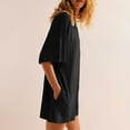 thumbnail image 5 of Diufon Summer Casual Womens Dresses Solid Color Comfortable Dress V Neck Short Sleeve Dress, 5 of 7