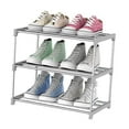 thumbnail image 3 of Shoes Rack Organizer Multi-layer Stainless Steel Shoe Stand Storage Shelf for Entryway Door  3-Tier  Silver Gray, 3 of 9