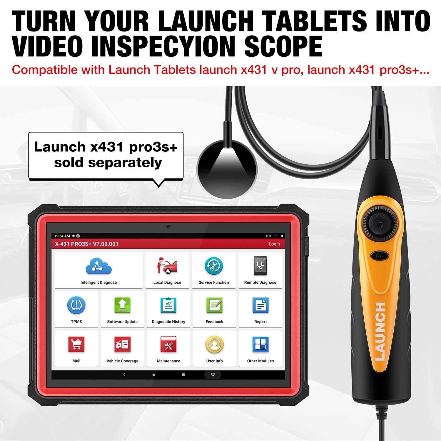 LAUNCH VSP-600 Borescope 6 Adjustable LED Lights Endoscope Inspection Camera Multi-Scenarios IP67 Waterproof Suit for LAUNCH X431 Scanners and Android Mobile PC
