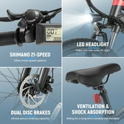ANCHEER Electric Bike ,26 Electric Bike for Adults Electric Bicycles, 500W Electric Mountain Bike, 48V Commuter Ebike 48V Battery Ebike UL 2849, Lockable Suspension Fork, Shimano 21 Speed