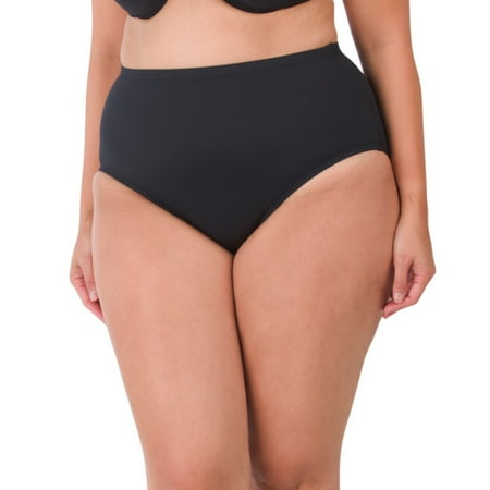 LA BLANCA Women s Plus High Waist Island Swim Bikini Bottom-Black / 18W