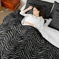 thumbnail image 4 of jejeloiu Abstract Zebra Print 7pcs Bedding Comforter Set,Gray Black Queen Bedding Sets For Girls Boys Reversible, 4 of 8