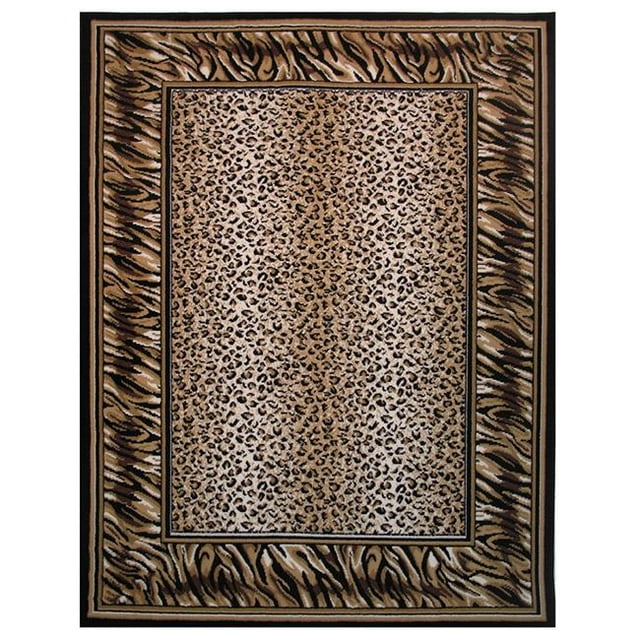 LA Rug 12-038 Black 5.3 x 7 ft. Rectangle Olympic Area Rug Tiger Bordered - Black