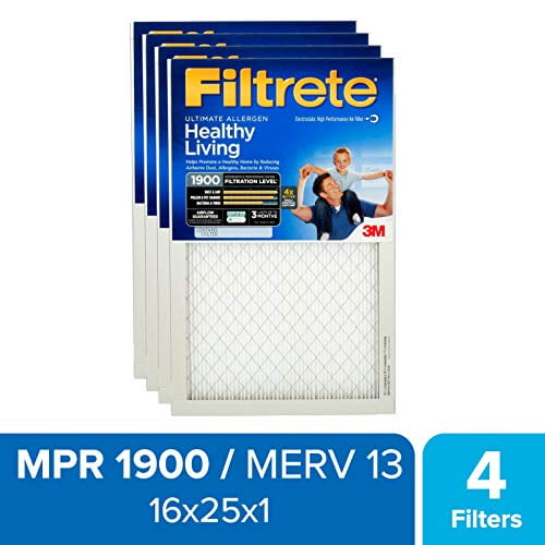 Filtrete 16x25x1, AC Furnace Air Filter, MPR 1900, Healthy Living Ultimate Allergen, 4-Pack