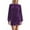 Purple, variant on Women's Fall Dresses Crew Neck Long Sleeve Mini Party Ruffled Casual Tunic Velvet Wedding Guest Dress Brown M