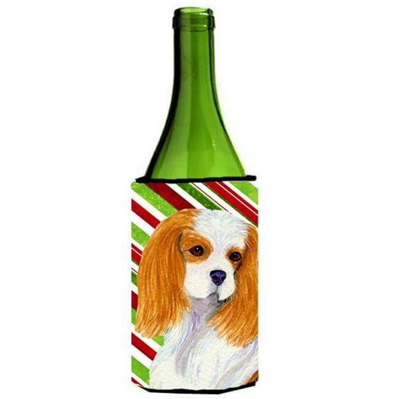 Cavalier Spaniel Candy Cane Holiday Christmas Wine bottle sleeve Hugger
