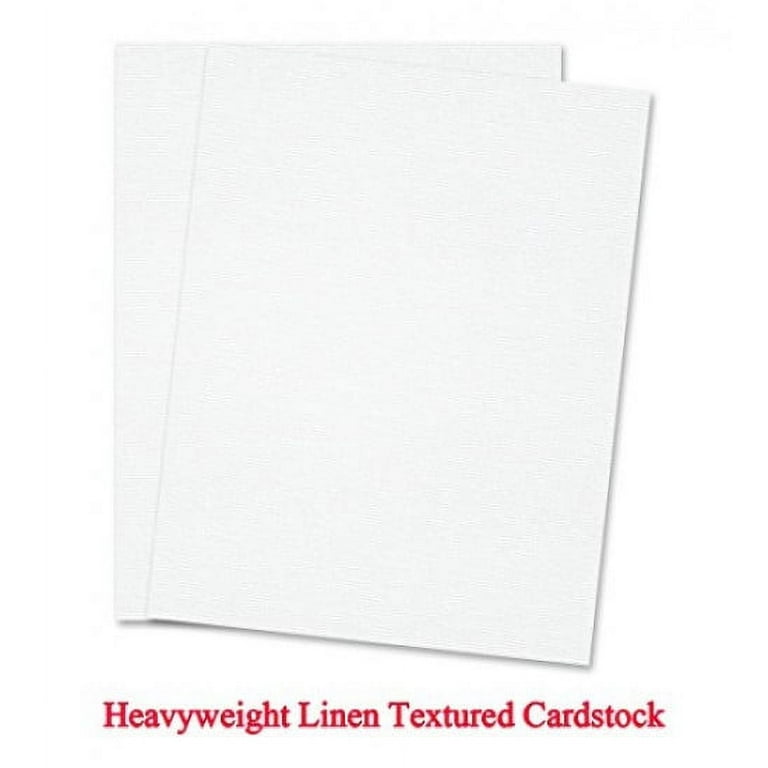 White Linen Textured Specialty Cardstock | Blank Thick 8 1/2 x 11 Inches Heavyweight Card Stock | for Printing Party Invitations, Wedding