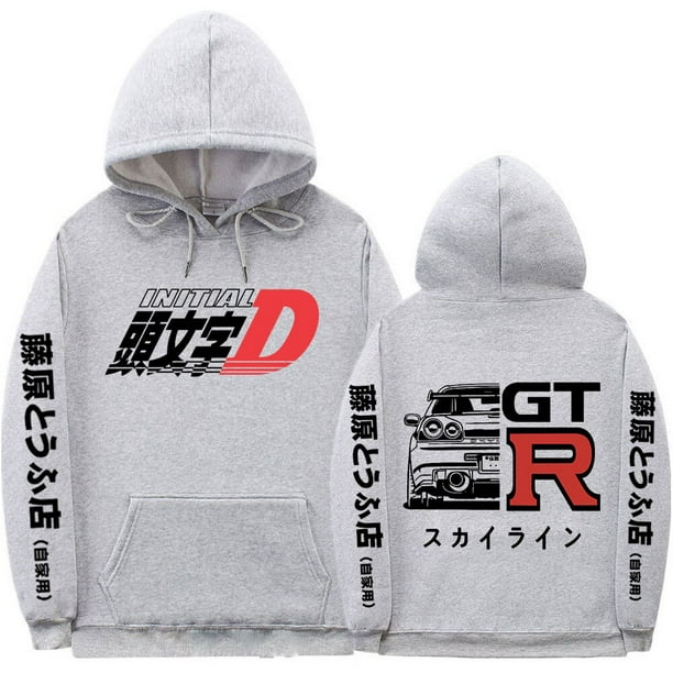 R34 Skyline GTR JDM Sudadera con capucha de gran tamaño, sudadera con estampado gráfico inicial D de Anime Drift AE86, Sudadera con capucha informal y2k, sudaderas Unisex xuanjing unisex