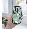 thumbnail image 5 of WIRESTER Shockproof Soft Rubber Cover Case for Apple iPhone 16 Pro 6.3" 2024, Pug Funny Playful Postures Teal, 5 of 5
