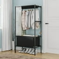 thumbnail image 4 of Portable Wardrobe Two Tier Freestanding Clothes Rack with Shelves and Hanging Rods Easy Assembly Storage Unit for Bedroom Closet Organization Space Saving Garment Rack, 4 of 5