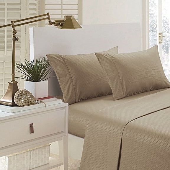 Pentagon Collection 1800 Series Wrinkle Resistant Embossed Sheet Set (Queen, Taupe)