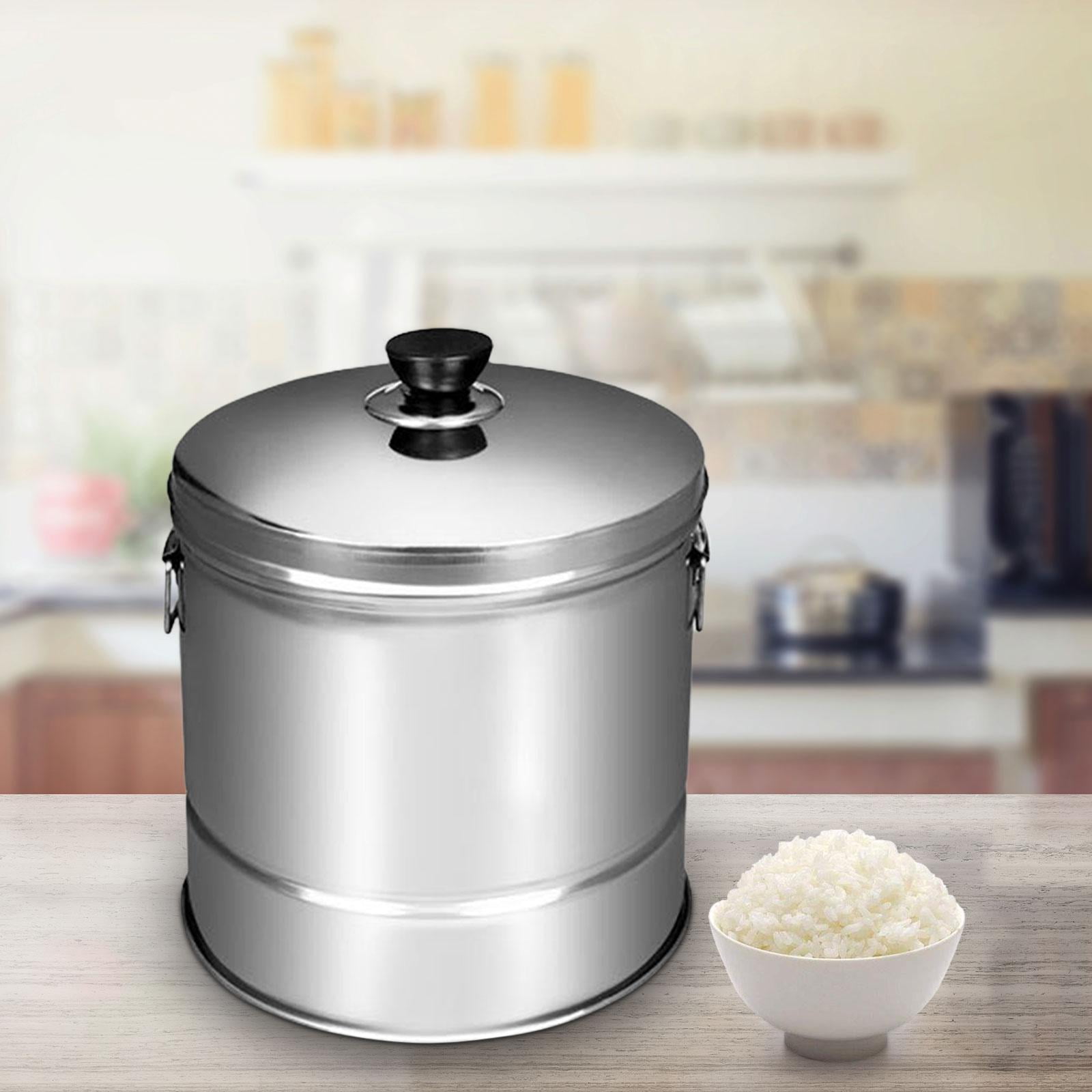 SunniMix Stainless Steel Rice Cooker Rice Cooking Pot with Inset Draining Basket, Large Rice Cooling Bowl Food Steamer Pot for Kitchen 25cmx21.5cm