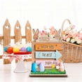 thumbnail image 2 of CoreLiving Wooden Rabbit Decor Spring Table Centerpieces Happy Easter Sign Set Farmhouse Tiered Tray Decorations Colorful Bunny Wood Blocks for Indoor Home Kitchen Mantel, 2 of 9