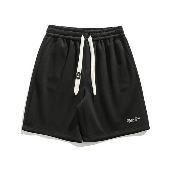 Mawcllous Men's Loose Straight Leg Summer Athleisure Elasticated Waist Drawstring Cropped Shorts Basic Business Rave Shorts