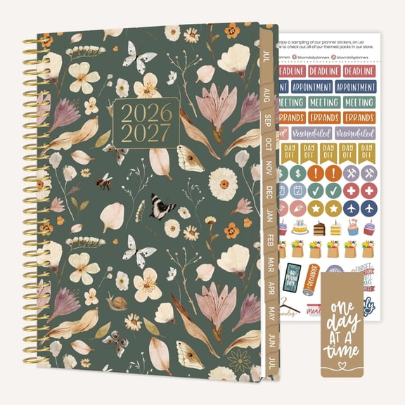bloom daily planners 2026-2027 Academic Planner, 13 Month Monthly & Weekly Soft Cover, 5.5" x 8.25", Stickers Included, Butterfly Garden