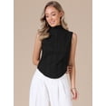 thumbnail image 4 of DARING DIVA Women's Sleeveless Mock Neck Tank Top Textured Business Blouse XS Black, 4 of 6
