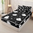 thumbnail image 2 of Manfei Cartoon Ghost Zipper Full Size Comforter Sets with Fitted Sheet and 2 Pillowcases,Harvest Maple Leaf Print Halloween Zipper Bedding Set,Black Reversible,4pcs, 2 of 7