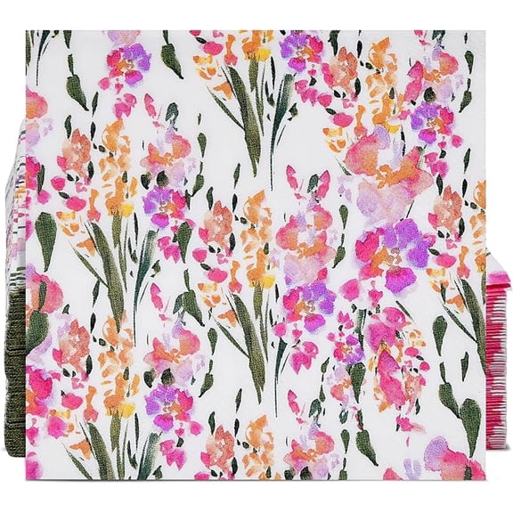 Gift Boutique Watercolor Floral Cocktail Napkins, 100 Count Soft Disposable Paper Napkins for Bridal Shower, Garden Party, Spring Event Table Decor, 5 x 5 Inch