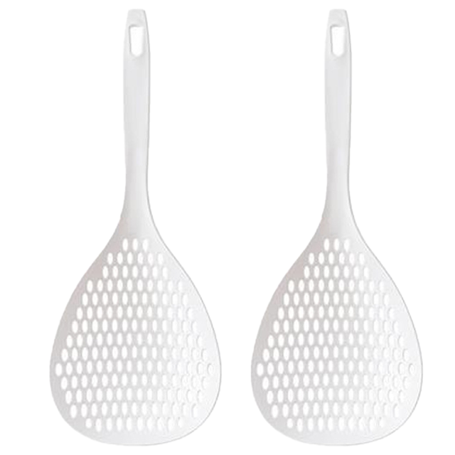 2 uds colador de cuchara de fideos de drenaje mango largo-blanco MFZFUKR CPB-DE-LYY1722-1