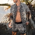 thumbnail image 6 of Men Hawaiian 2Pcs Sets Summer 3D Print Short Sleeve Shirt Beach Button Shorts Streetwear Shirt Holiday Men‘s Two Piece Suit, 6 of 7
