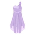 thumbnail image 4 of Manyakai Girls One Shoulder Chiffon Wedding Bridesmaid High Low Dress Pageant Prom Ball Gown Lavender 6, 4 of 5