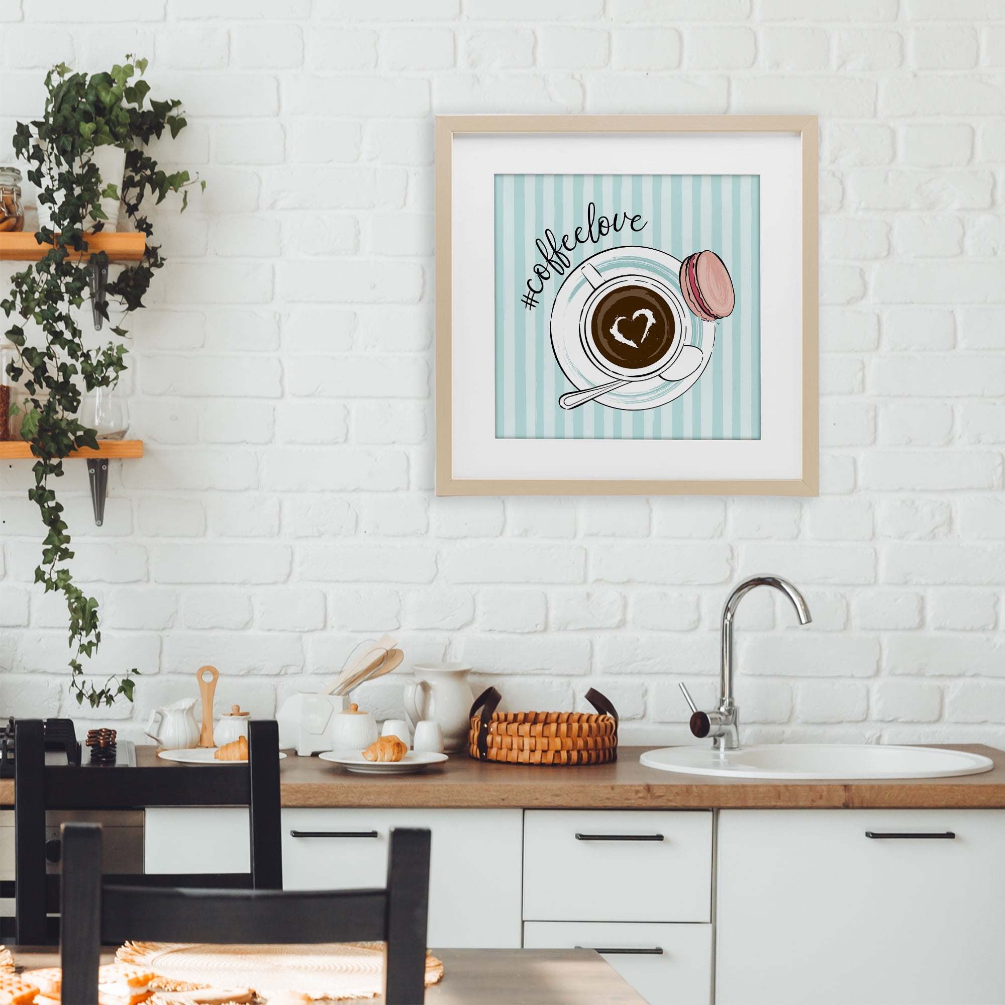 Stupell Industries Coffee Love Hashtag Birch Framed Print Under Glass, design by Martina Pavlova