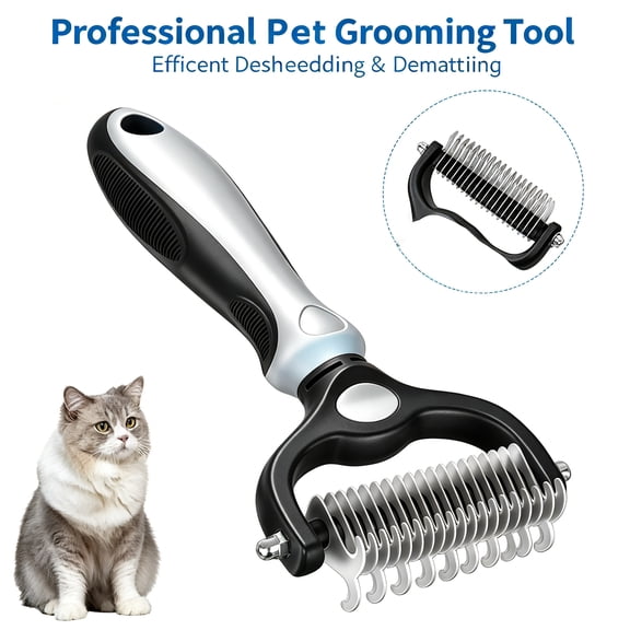 Planet Pet Grooming Brush - 2-Sided Dematting Comb and Undercoat Rake for Dogs and Cats,Extra Wide, Blue, Dog Grooming Brush, Dog Shedding Brush