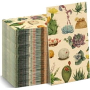 100 Pcs Vintage Guest Napkins 2 Ply Vintage Paper Dinner Cocktail Hand Towels Retro Decorative Napkins for Thanksgiving Fall Home Kitchen Dining Table Party Decor(Cactus)