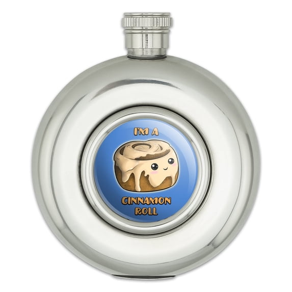 I'm A Cinnamon Roll Kawaii Round Stainless Steel 5oz Hip Drink Flask