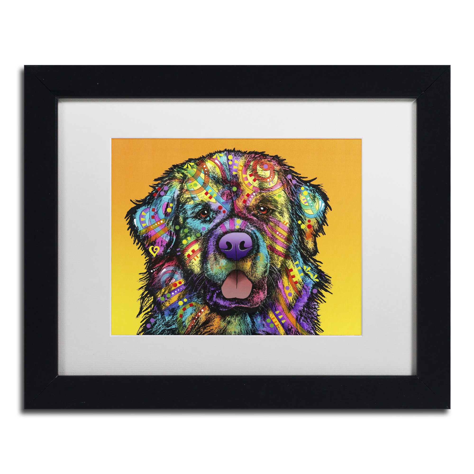 Trademark Fine Art 'Newfie' Canvas Art by Dean Russo, White Matte, Black Frame