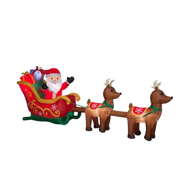 Gemmy 36855 Santa with Sleigh and Reindeer Christmas Inflatable
