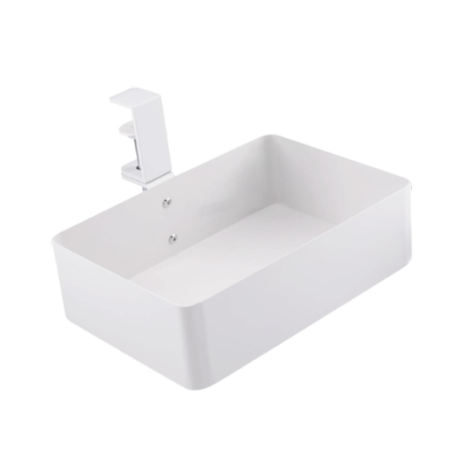 Fancyes Hiddens Desk Organizer Serving Tray Metal Stable Easy to Assemble under Table Storage Basket under Desk Drawer for Home Pantry White