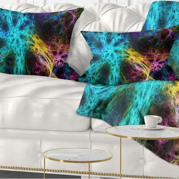 Designart Glowing Abstract Fireworks - Abstract Throw Pillow - 12x20