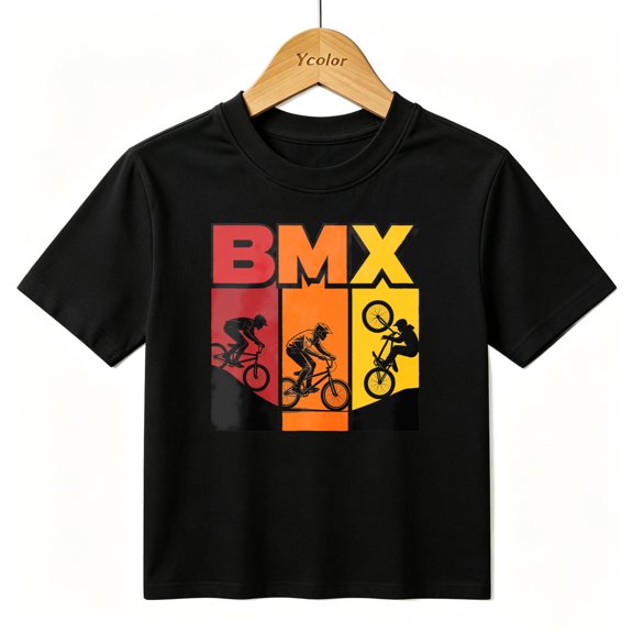 Boys Graphic T-Shirt BMX Extreme Bike Racing Kids Tees 100% Cotton Short Sleeve Tops Ages 4-13Y