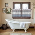 thumbnail image 4 of Blue Brown Stripes Tier Curtains 24 Inch Length, Abstract Geometric Spring Flowers Country Cafe Short Curtains for Bathroom Sink, Small Kitchen Curtain Light Filtering Drapes 2 Panels 27.5"Wx24"L, 4 of 8