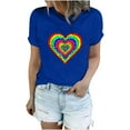 thumbnail image 2 of Pompotops Femmes Casual Sexy Mode Été Col Rond T-Shirt Imprimé en Vrac Manches Courtes Tops Blouse, 2 of 3