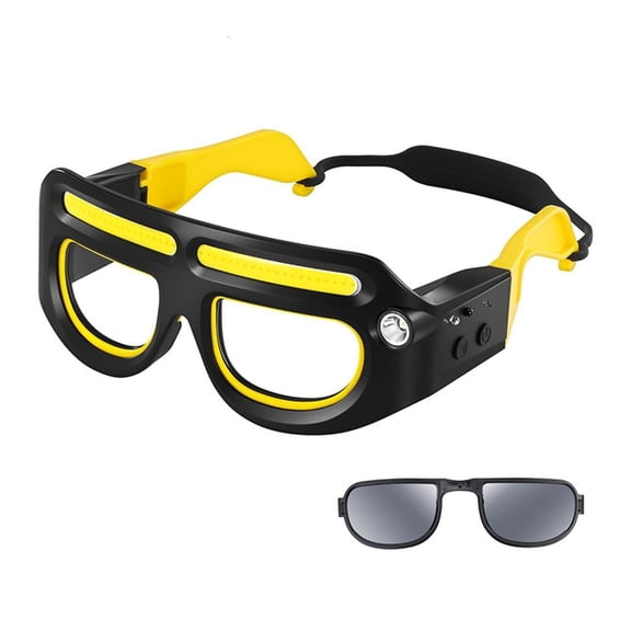 Giaone Rechargeable LED Motion Transducer Glasses Lamp, Unhindered Head Light for Running,Camping,Night Work, 230° Wide Beam, 6 Modes