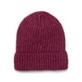 thumbnail image 3 of Time and Tru Women's Rib Beanie, One Size Fits Most, Wine Combo, 3 of 3