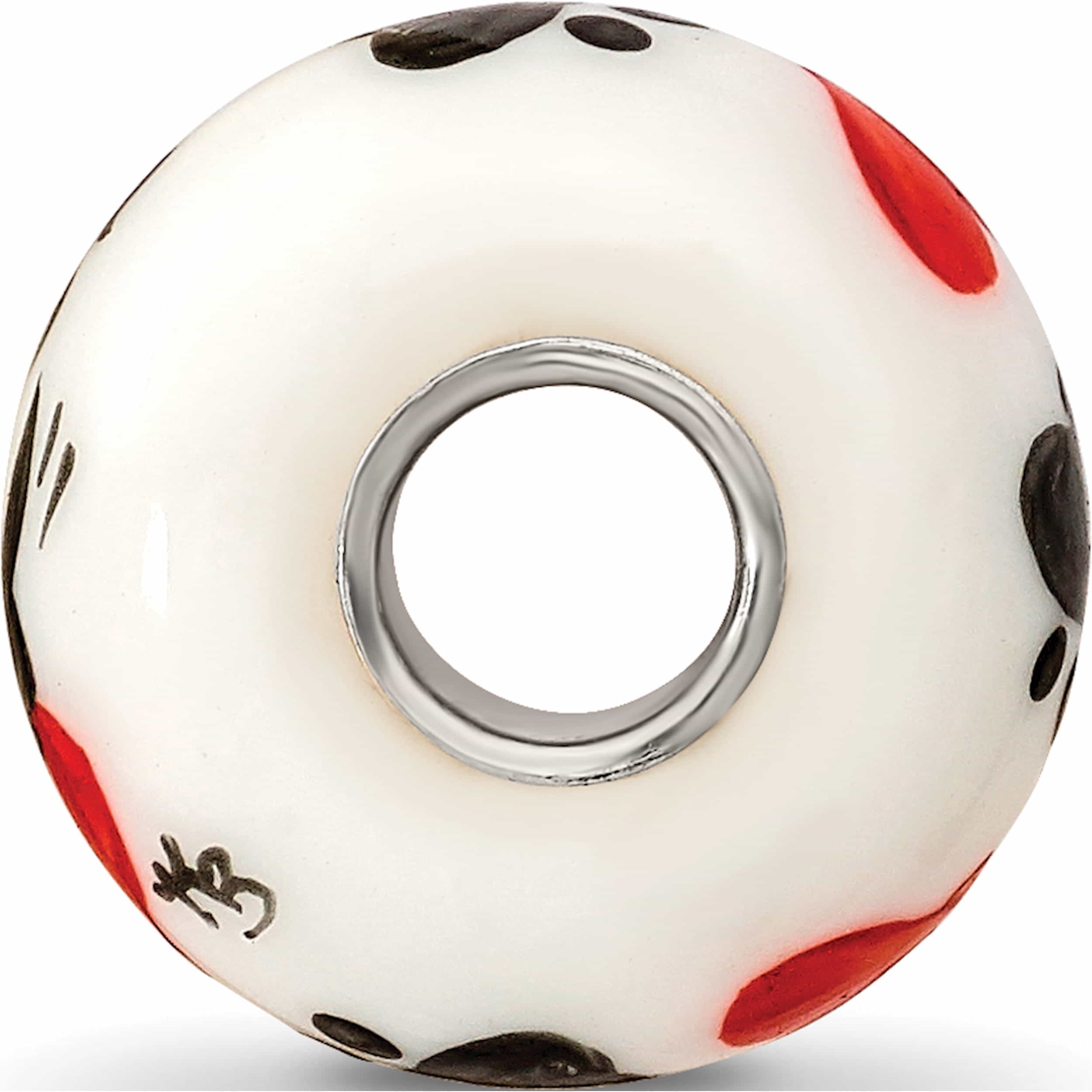Sterling Silver Ster.Silver Reflections Hand Painted Muttley Dog Fenton Glass Bead Made In United States qrs3624
