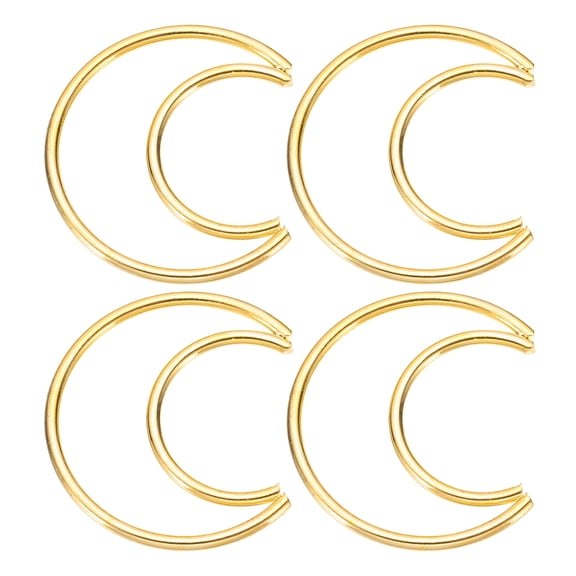 Uxcell 2 Inch Moon Dream Catcher Rings, 4 Pcs Metal Christmas Macrame Wreath Floral Ring Hoop, Gold