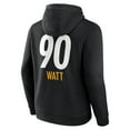 thumbnail image 3 of Men's T.J. Watt Pittsburgh Steelers Black Team Wordmark Pullover Hoodie, 3 of 3