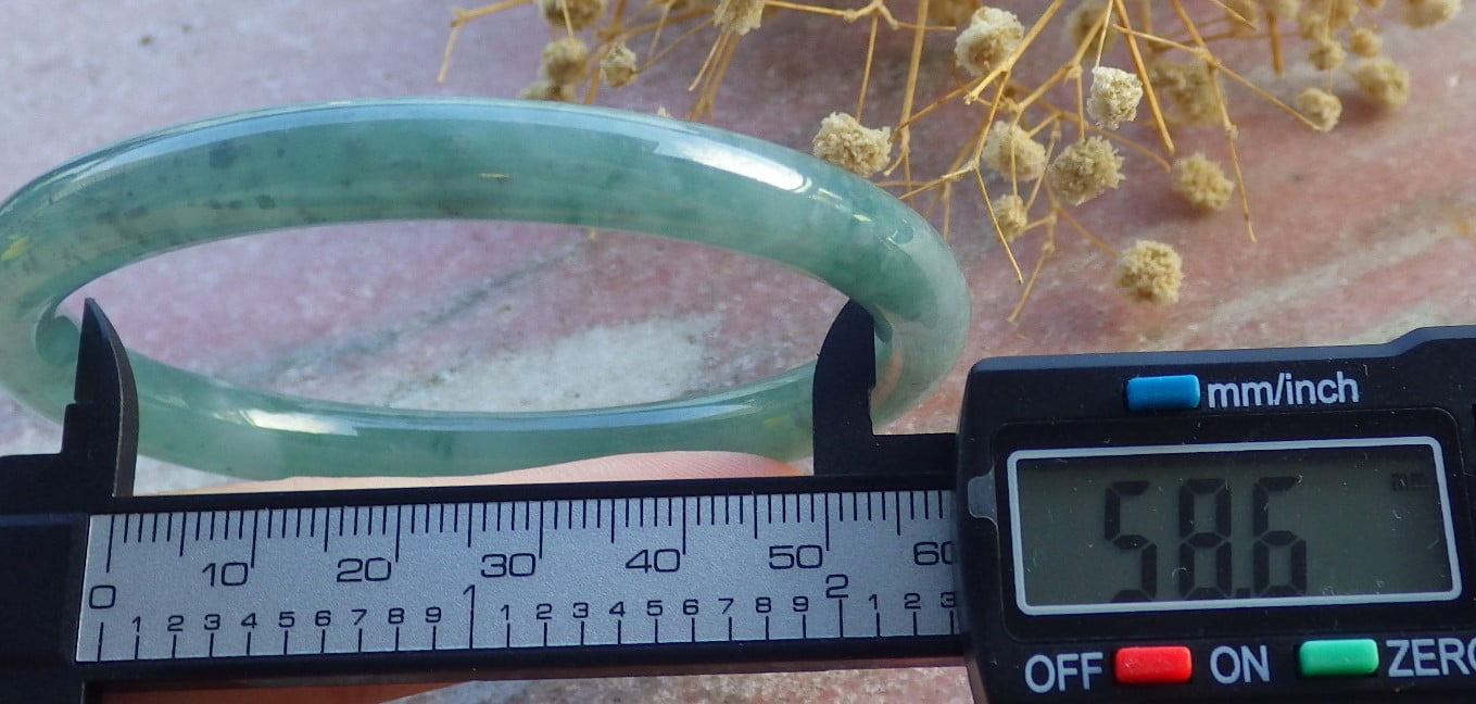 Icy Green Natural A JADE Jadeite Circle Bangle Bracelet 59 mm 680541 TN