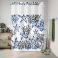 thumbnail image 6 of No Hook Shower Curtain, Coastal Blue Coral Shower Curtains for Bathroom with See Through Top Window, Summer Ocean Starfish Nautical Vintage Waterproof & Washable Bath Curtain 60"x72", 6 of 9