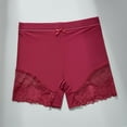 thumbnail image 2 of Womens Seamless Boyshort Panties No Show Underwear with Lace Trim, Burgundy, Full Coverage Comfort Fit Mid Rise,Size S, 2 of 4