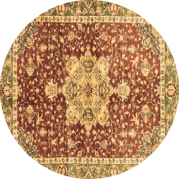 Ahgly Company Indoor Round Abstract Brown Modern Area Rugs, 5' Round